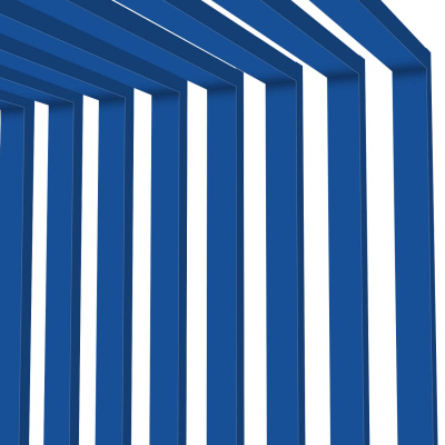 Декоративная рейка металлическая RAL5005 Синий Сигнал на стенах и потолке в сборе