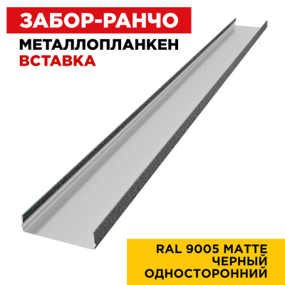 Ламель Металлопланкен ВСТАВКА 80мм на 20мм цвет RAL9005 МАТТЕ Черный односторонний 1